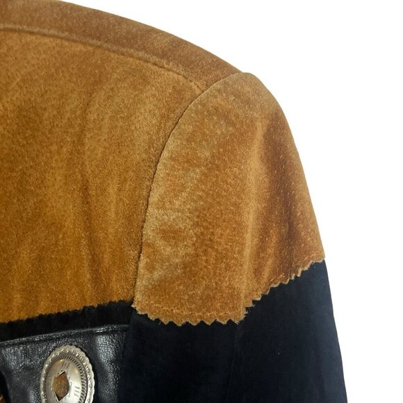 VTG Scully Jacket Womens Sz 10 Black Brown Fringe Suede Leather Jacket Western - Picture 8 of 16